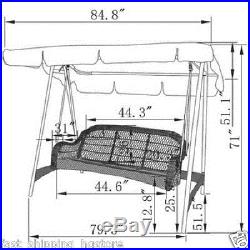 Patio Swing With Canopy 3 Person Outdoor Deck Pool Wicker Rocking Woven Hammock