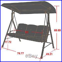 Patio Swing With Canopy 3 Person Outdoor Furniture Backyard Porch Tan Cushion