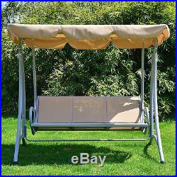 Patio Swing With Canopy 3 Person Outdoor Seat Hammock Bench Yard Loveseat