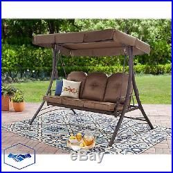 Patio Swing With Canopy 3 Person Padded Seats Outdoor Furniture Backyard Porch