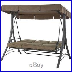 Patio Swing With Canopy 3 Person Padded Seats Outdoor Furniture Backyard Porch