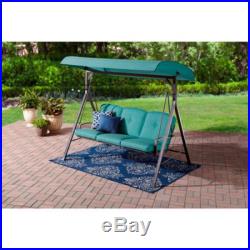 Patio Swing With Canopy And Plush Cushion 3 Seat Outdoor Garden Furniture Teal