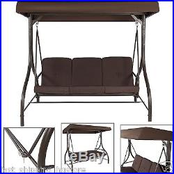 Patio Swing With Canopy Converting Outdoor Garden Hammock 3 Seats Deck Furniture