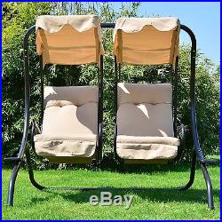 Patio Swing With Canopy Cushions Set Cover With Stand Front Porch 2 Person Bench
