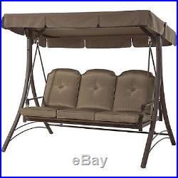 Patio Swing With Canopy Deck Porch Outdoor Set 3 Person Padded Seats Furniture