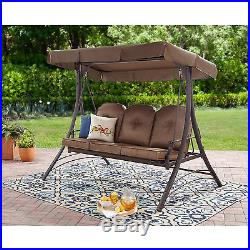 Patio Swing With Canopy Deck Porch Outdoor Set 3 Person Padded Seats Furniture
