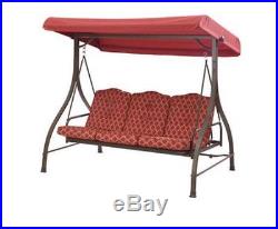 Patio Swing With Canopy Outdoor Cushions Porch Steel 3 Seat Convert Hammock Bed