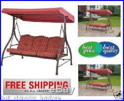 Patio Swing With Canopy Seat Cover Cushion Hammock Outdoor Yard 3 Person Daybed