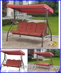 Patio Swing With Canopy Seat Cover Cushion Hammock Outdoor Yard 3 Person Daybed
