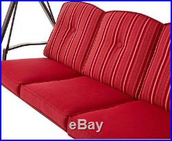 Patio Swing With Canopy Stand Yard Porch Outdoor Adults Furniture Red Cushions