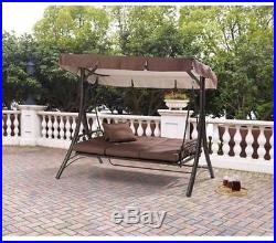 Patio Swing with Canopy Cushions Outdoor Backyard Chair Deck 3 Person Hammock