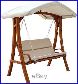 Patio Swing with Canopy Porch Outdoor Lawn Deck 3 Person Seat Wooden Frame