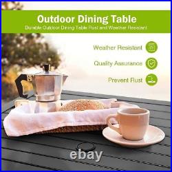 Patio Table with Umbrella Hole Outdoor Dining Table Metal Square for 4 Person