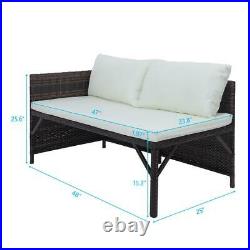 Patio Wicker Furniture Outdoor 3Pcs Rattan Sofa Garden Conversation Table Set US