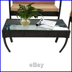 Patio Wicker Furniture Outdoor 4PC Rattan Sofa Garden Conversation Set, Brown