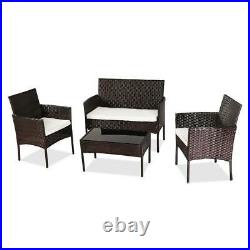 Patio Wicker Furniture Outdoor 4PC Rattan Sofa Table Garden Conversation Set