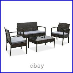 Patio Wicker Furniture Outdoor 4PCs Rattan Sofa Garden Conversation Set