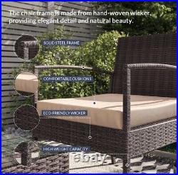 Patio Wicker Furniture Outdoor 4Pcs Rattan Sofa Garden Conversation Set, Brown