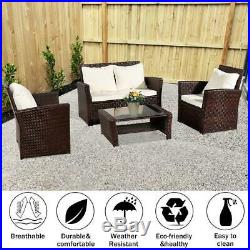 Patio Wicker Furniture Outdoor 4 PCS Rattan Sofa Table Garden Conversation Set