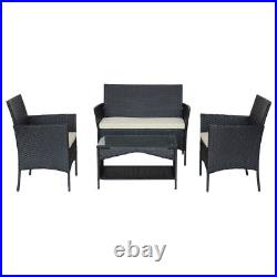 Patio outdoor rattan furniture -4 piece loveseat +2 armchair+coffie table for