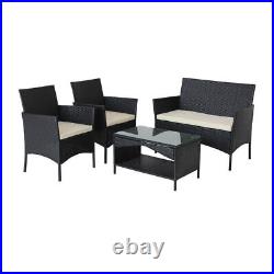 Patio outdoor rattan furniture -4 piece loveseat +2 armchair+coffie table for