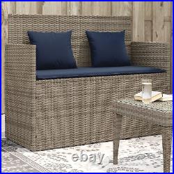 Patio with Cushions Gray Poly Rattan C6F0