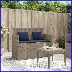 Patio with Cushions Gray Poly Rattan C6F0