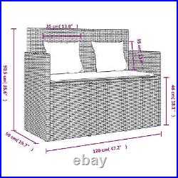 Patio with Cushions Gray Poly Rattan C6F0