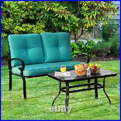 Patiojoy 2PCS Patio Conversation Set Outdoor Loveseat withCoffee Table &