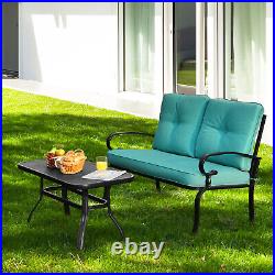 Patiojoy 2PCS Patio Conversation Set Outdoor Loveseat withCoffee Table &