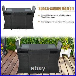 Patiojoy 3PCS Patio Rattan Furniture Set Cushion Sofa Armrest Garden Deck