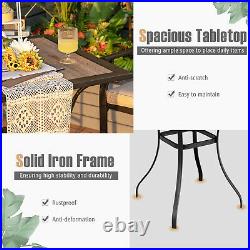 Patiojoy 3 PCS Patio Bar Stool Square Table Bistro Set Cushioned Chairs Armrest