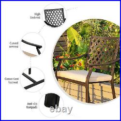 Patiojoy 3 PCS Patio Bar Stool Square Table Bistro Set Cushioned Chairs Armrest