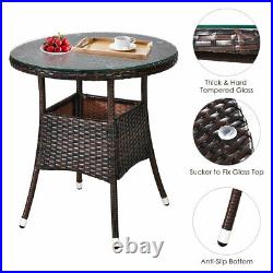 Patiojoy 4PCS Outdoor Patio Rattan Furniture Set Cushioned Sofa Table Sectional