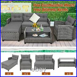 Patiojoy 4PCS Patio Rattan Furniture Set Outdoor Wicker Sofa Loveseat Set