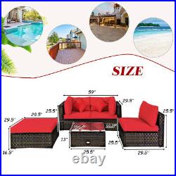 Patiojoy 5PCS Outdoor Rattan Furniture Set Sectional Wicker Sofa Set with Cushions