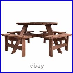 Patiojoy 8 Seat Wood Picnic Table Beer Dining Seat Bench Set Pub Garden Yard