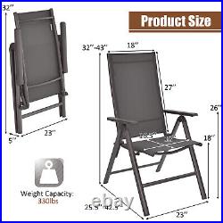 Patiojoy Folding 4PCS Patio Dining Chairs Aluminium Adjustable Back Gray