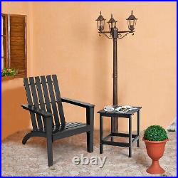 Patiojoy Outdoor 3PC Adirondack Chairs Side Table Set Solid Wood Garden Deck