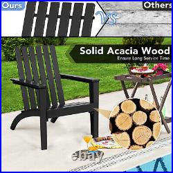 Patiojoy Outdoor 3PC Adirondack Chairs Side Table Set Solid Wood Garden Deck