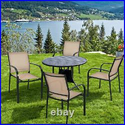 Patiojoy Patio 4PCS Dining Chairs Stackable with Armrests Garden Deck Brown