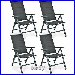 Patiojoy Patio Folding Dining Chairs Aluminum Padded Adjustable Back Grey