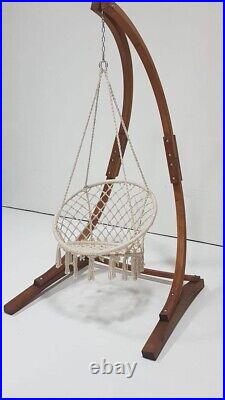 Petra 7 Ft. Teak Stain Hammock Chair Stand WITH CHAIR (Indoor/Outdoor) USED