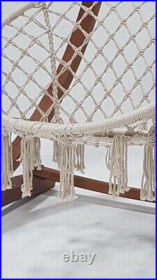 Petra 7 Ft. Teak Stain Hammock Chair Stand WITH CHAIR (Indoor/Outdoor) USED