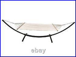 Petra Leisure 15 Ft Black STEEL Hammock Stand + Beige Bed Indoor/Outdoor
