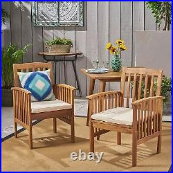 Phoenix Acacia Patio Dining Chairs, Acacia Wood with Outdoor Cushions, Set of 2