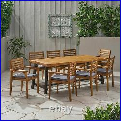 Phyllis Outdoor Acacia Wood 8 Seater Dining Set