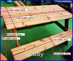 Picnic PUB Table and Bench Set Wooden Outdoor 160x71H cm wholesale 6 SEATS