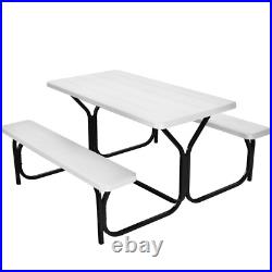 Picnic Table Bench Set Outdoor Backyard Patio Garden Party Dining All Weather Wh