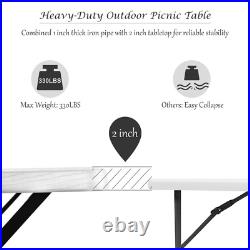Picnic Table Bench Set Outdoor Backyard Patio Garden Party Dining All Weather Wh